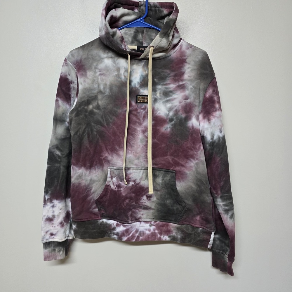 Men's Well Known‎ Houston Hoodie Burgundy Gray Tie-Dye Size Medium Runs Small